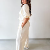 Bubble Sleeve Top & Wide Leg Pant Set