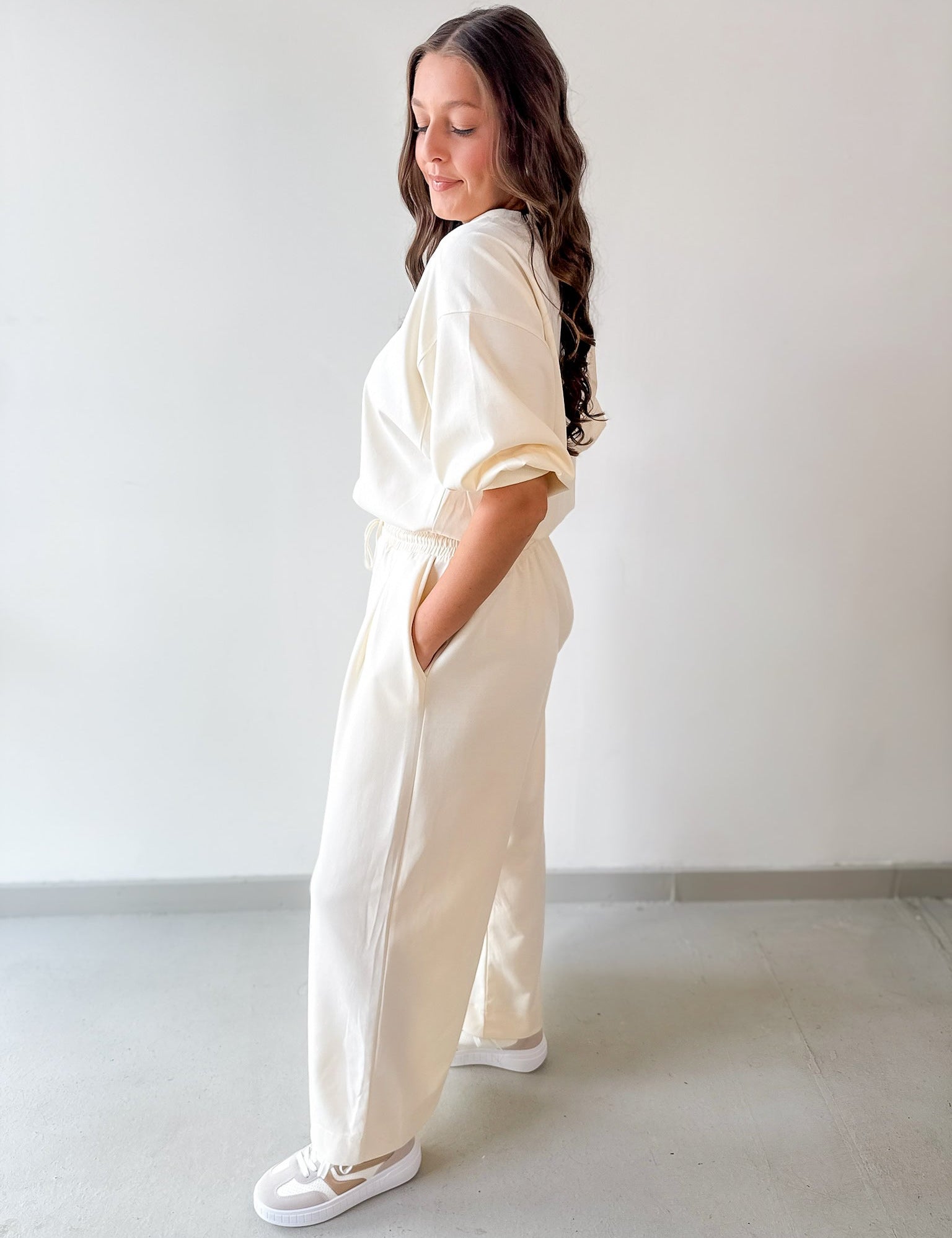 Bubble Sleeve Top & Wide Leg Pant Set