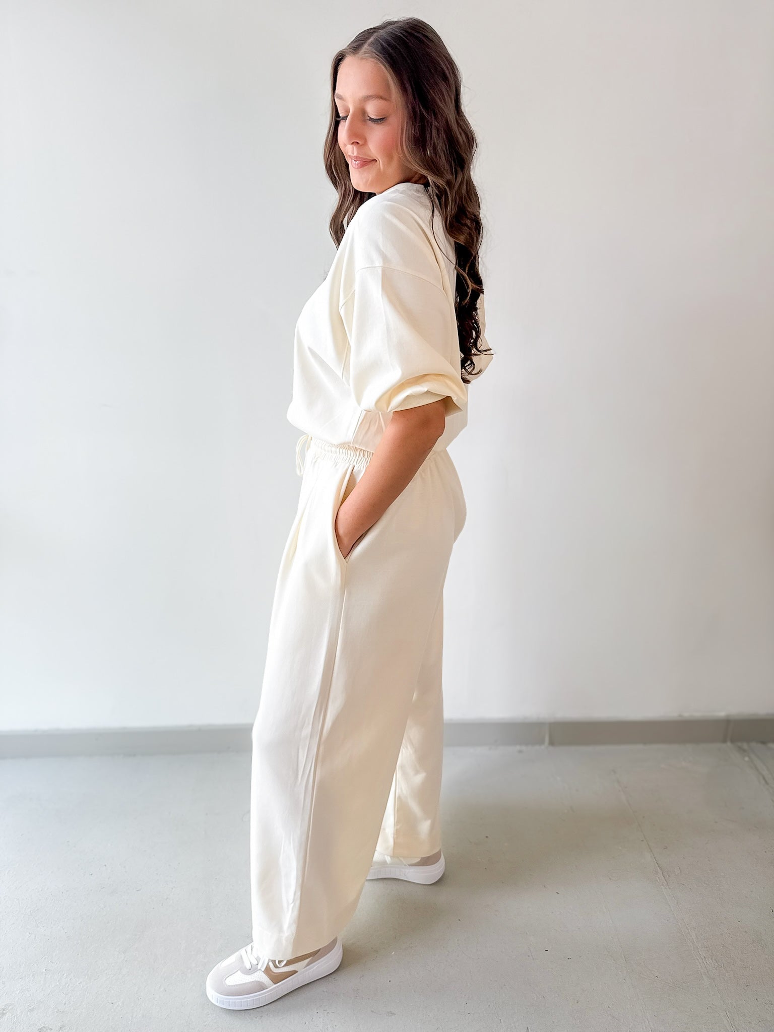 Bubble Sleeve Top & Wide Leg Pant Set