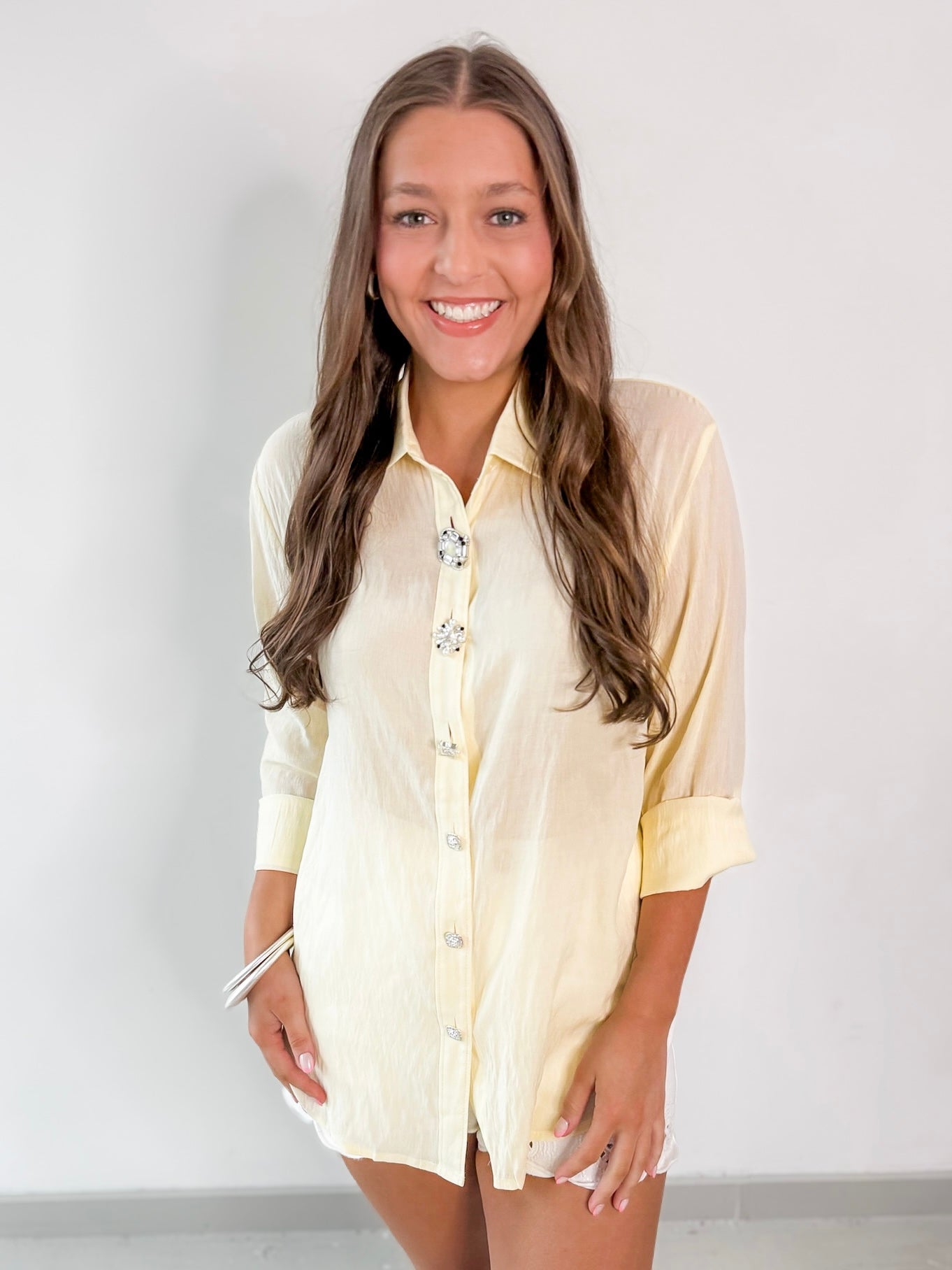 Butter Yellow Embellished Shirt