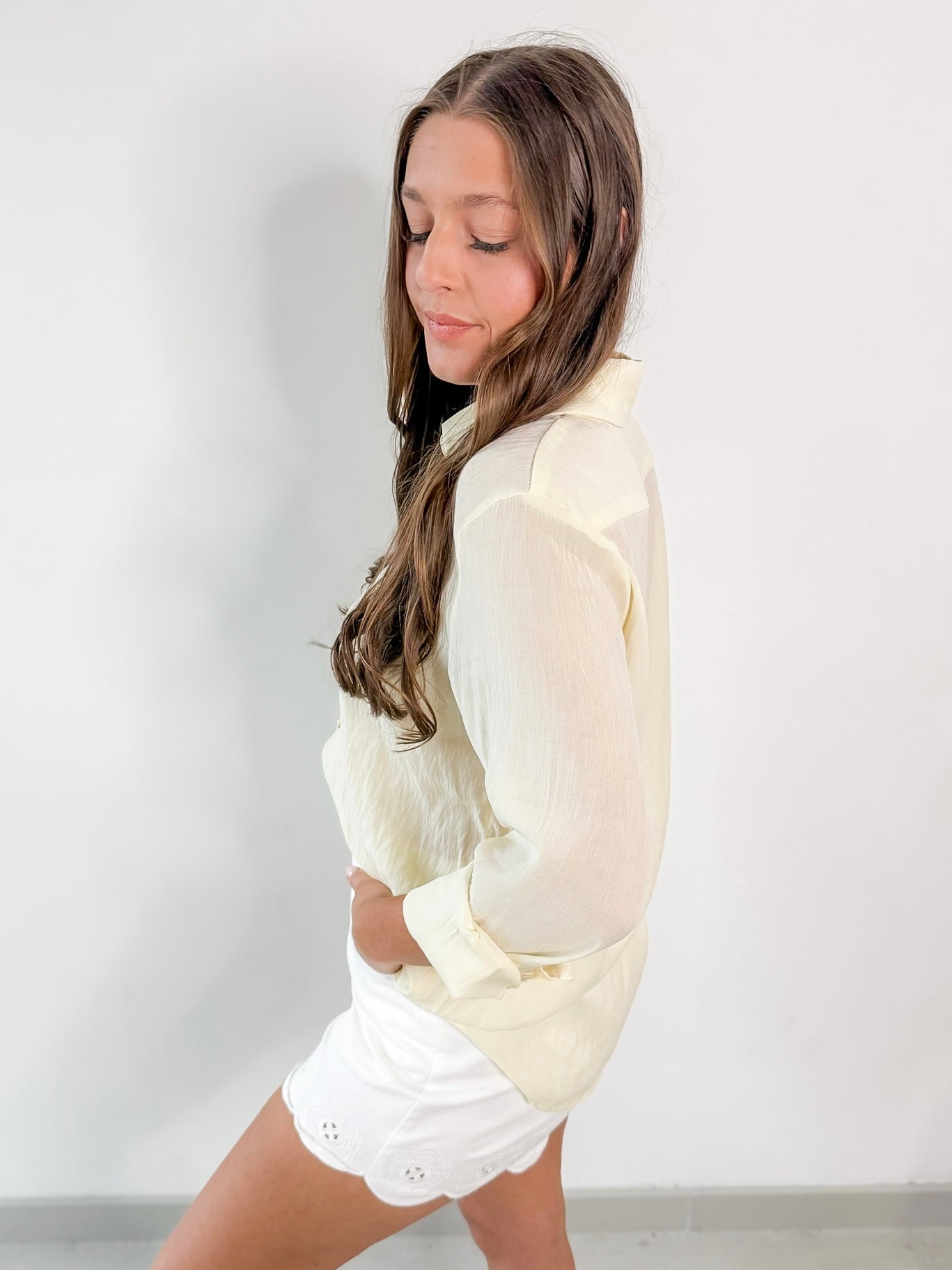 Butter Yellow Embellished Shirt