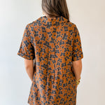 Butterfly Print Shirt Dress - Brown