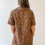 Butterfly Print Shirt Dress - Brown