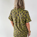 Butterfly Print Shirt Dress - Olive
