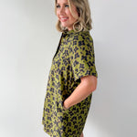 Butterfly Print Shirt Dress - Olive
