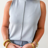 Buttery Soft Pintuck Top & Pant Set - Blue Grey