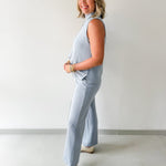 Buttery Soft Pintuck Top & Pant Set - Blue Grey