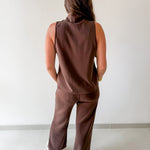 Buttery Soft Pintuck Top & Pant Set - Espresso