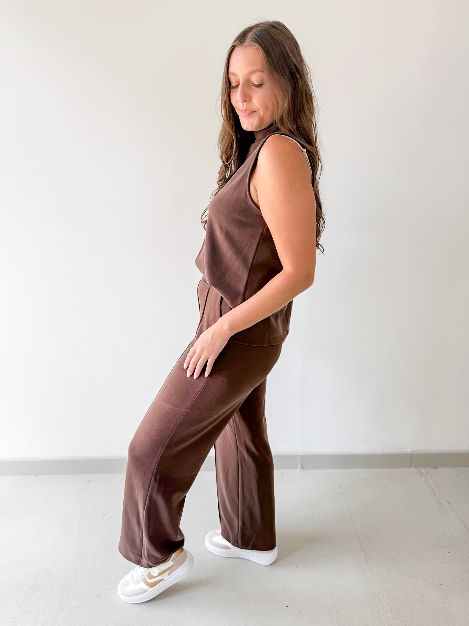 Buttery Soft Pintuck Top & Pant Set - Espresso