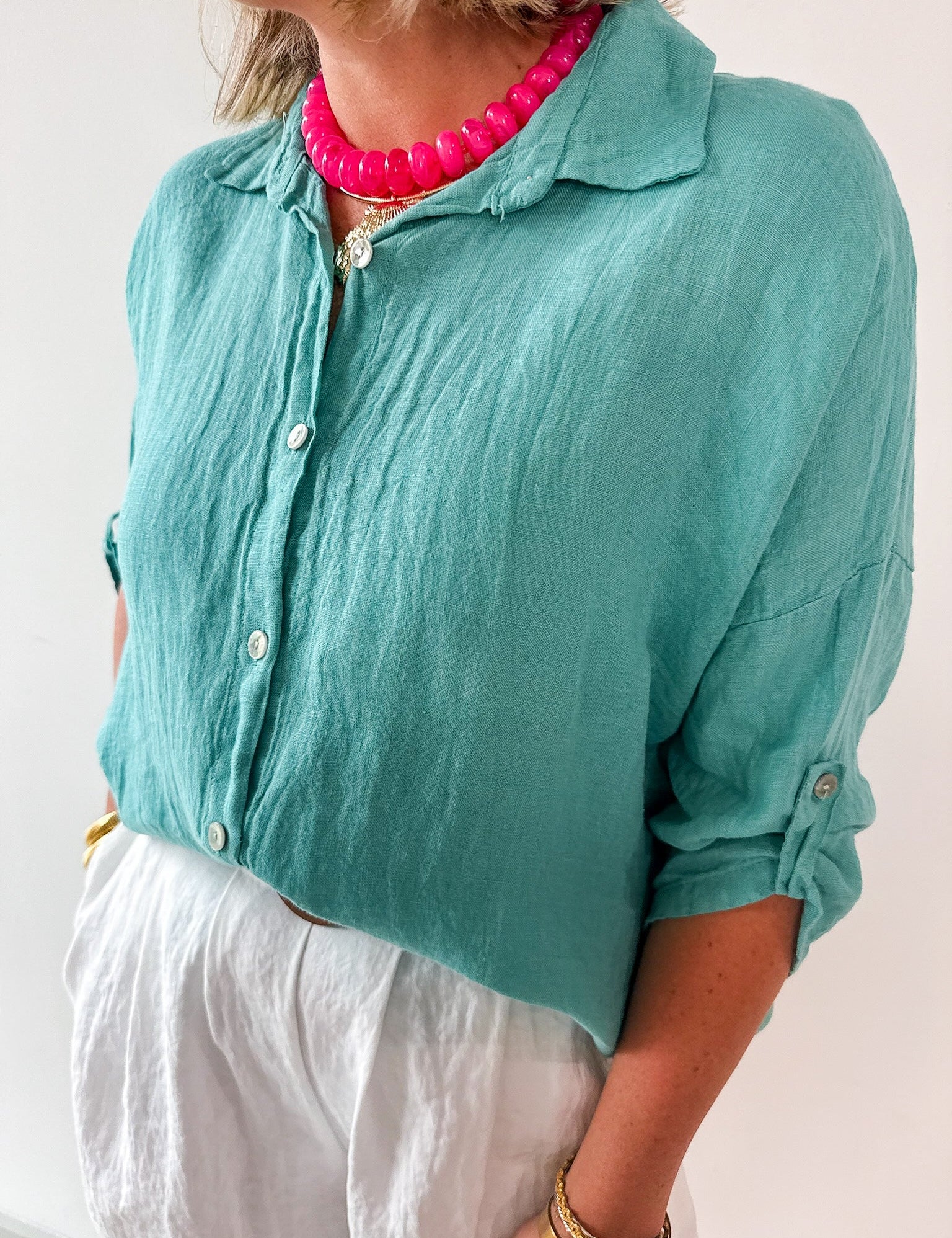 Button down Linen Top- Capri