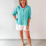 Button down Linen Top- Capri