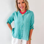 Button down Linen Top- Capri