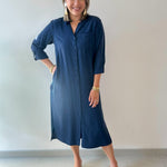 Button Down Navy Dress