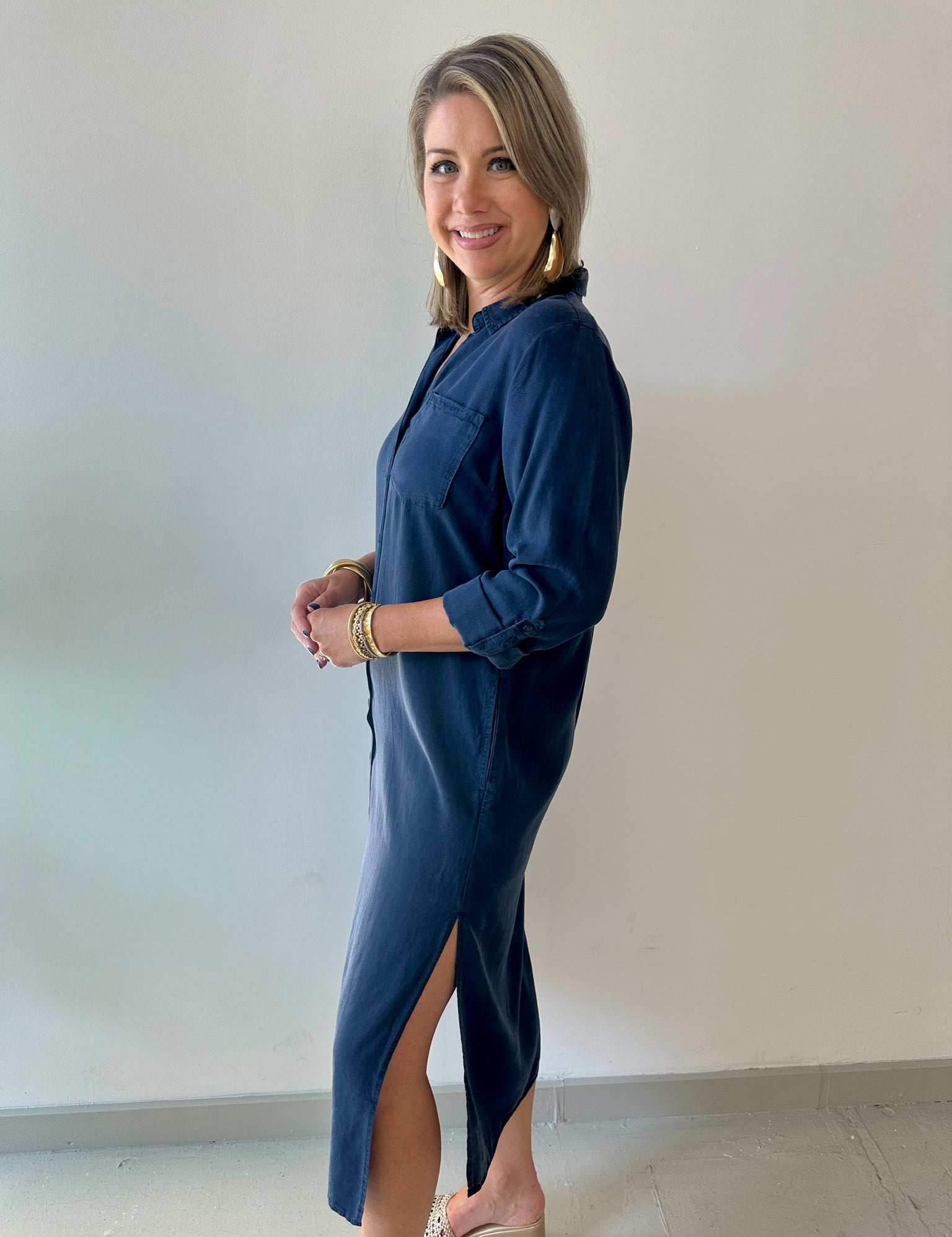 Button Down Navy Dress