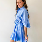 Button Down Pleated Mini Dress