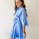 Button Down Pleated Mini Dress