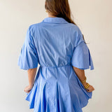 Button Down Pleated Mini Dress