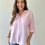 Button Down Tab Sleeve Top