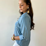 Button Down Tab Sleeve Top