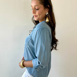 Button Down Tab Sleeve Top