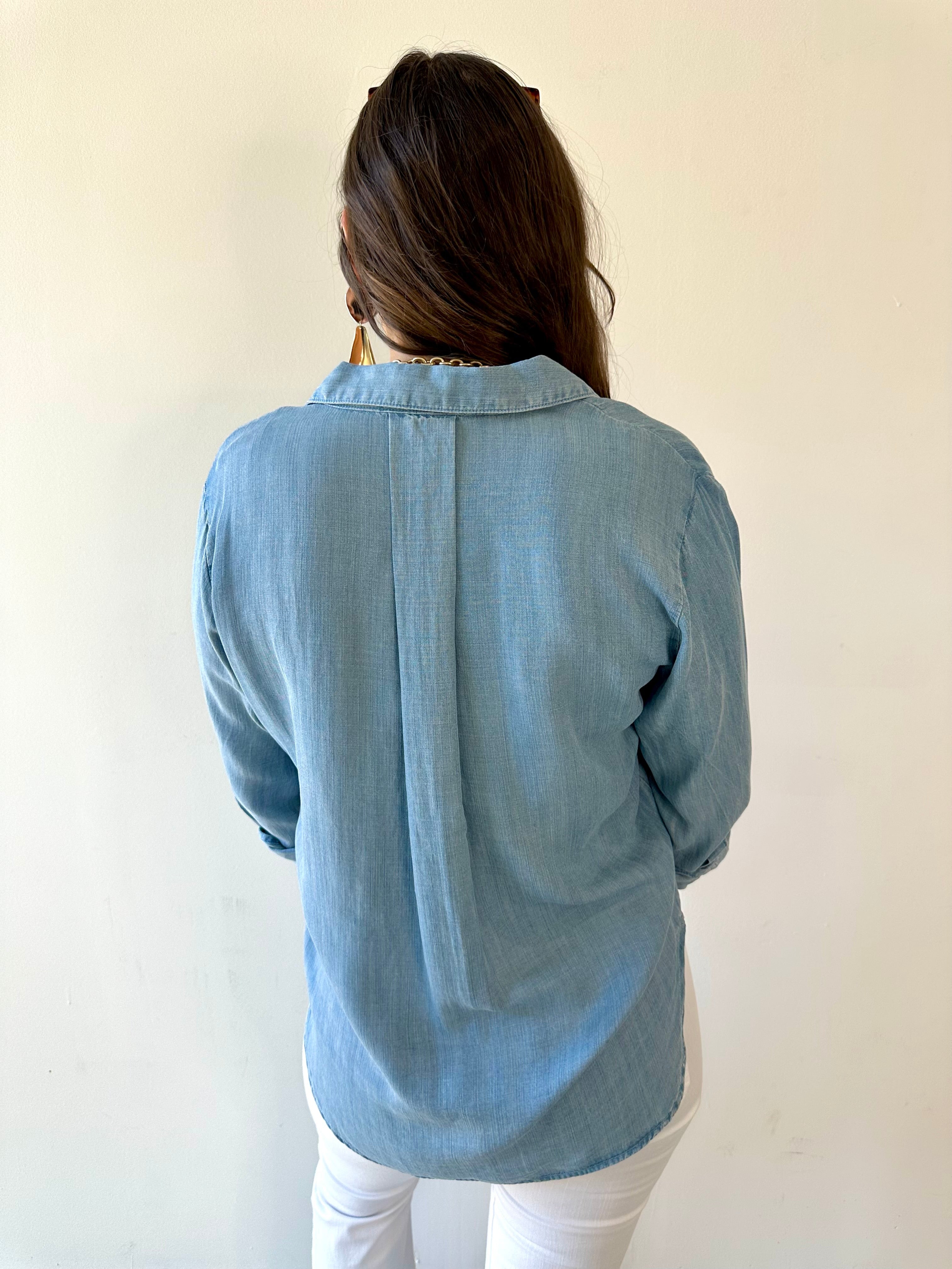 Button Down Tab Sleeve Top