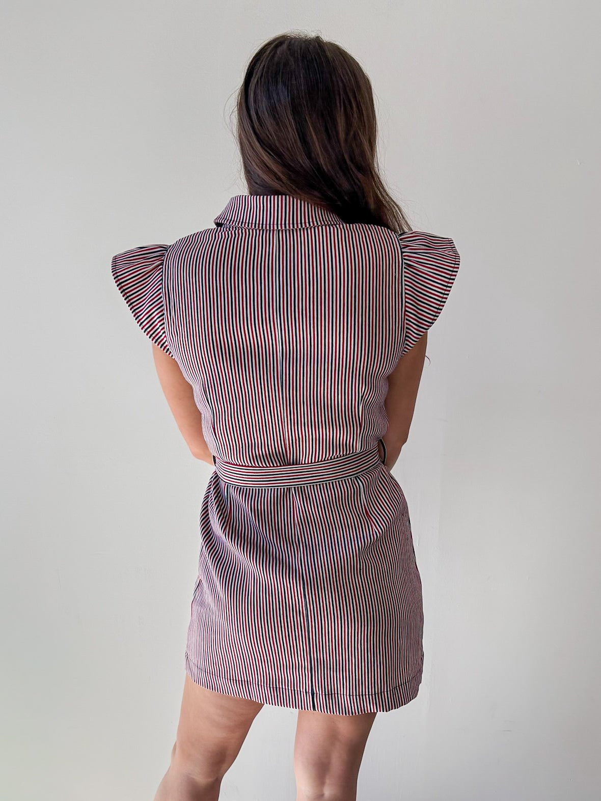 Button Dress with Accent Sash