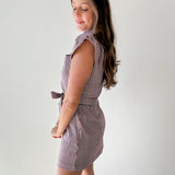Button Dress with Accent Sash