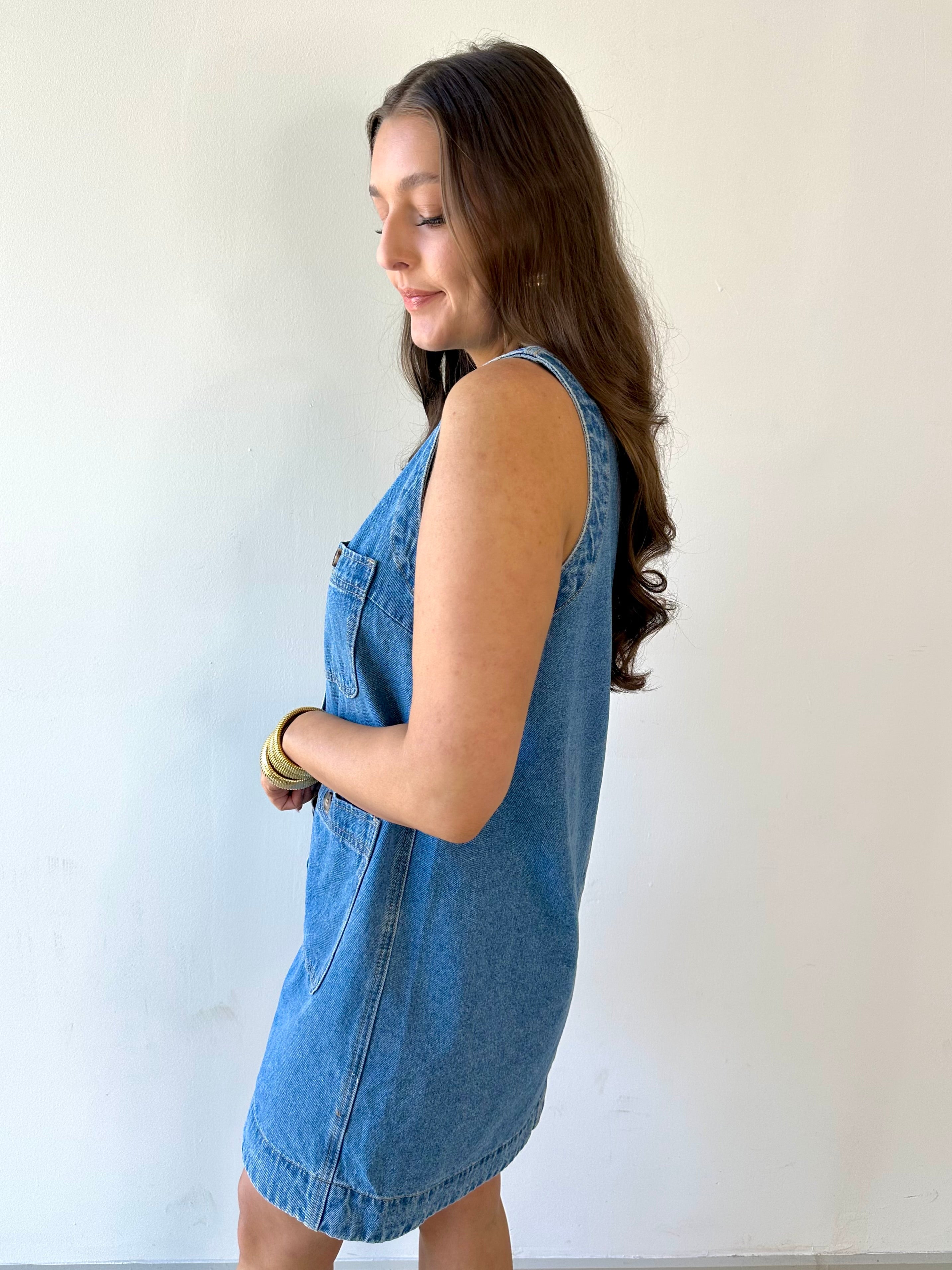 Button Front Denim Dress