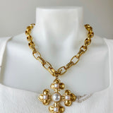 Byzantine Pearl Cross Necklace