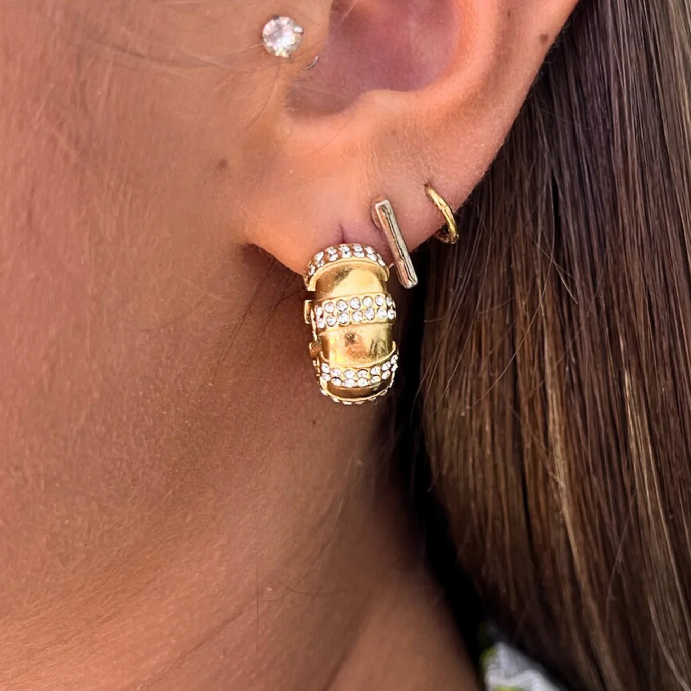 C - Hoop with Cubic Zirconia Stations