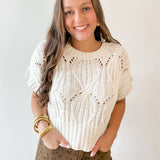 Cali Crochet Sweater - Cream