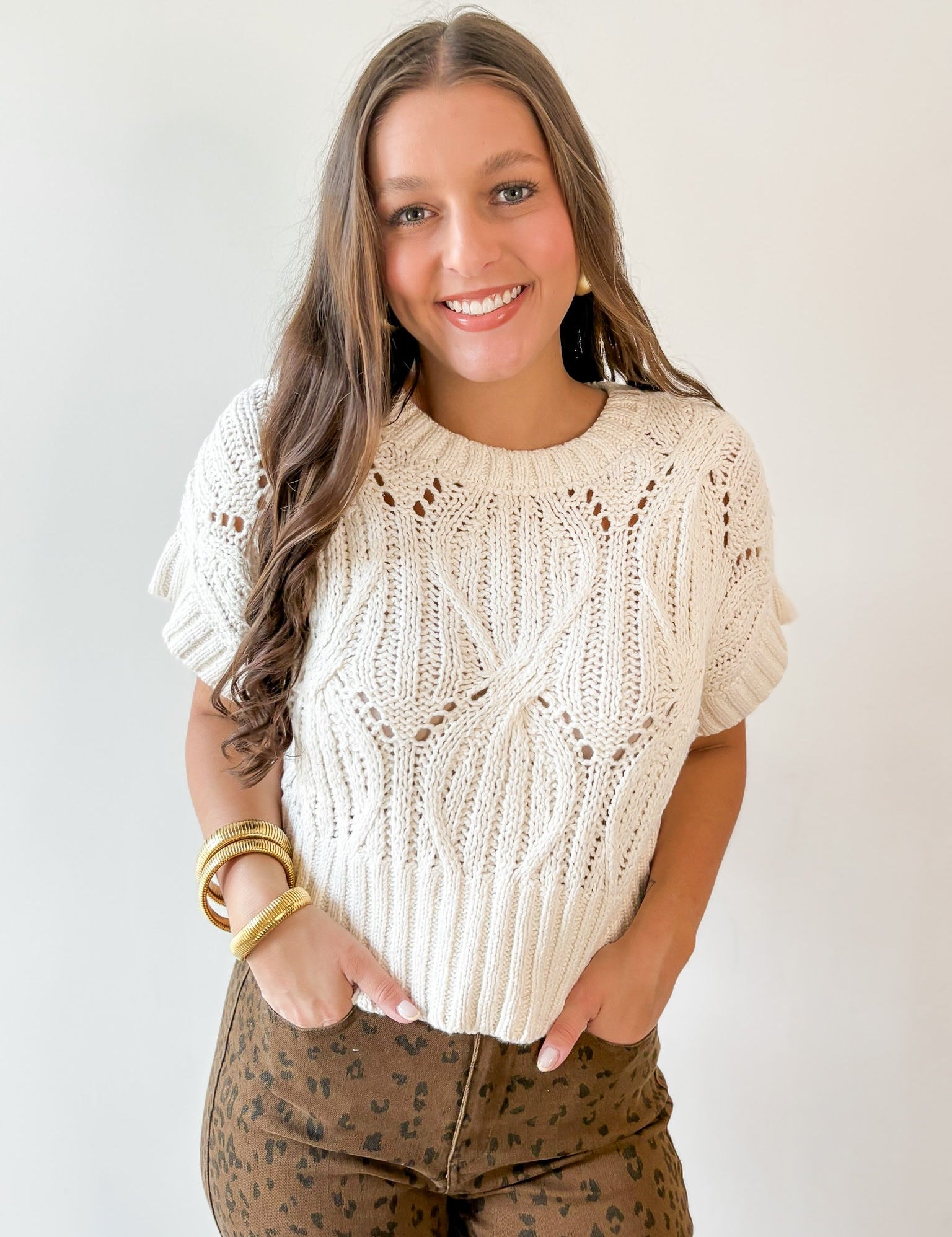 Cali Crochet Sweater - Cream
