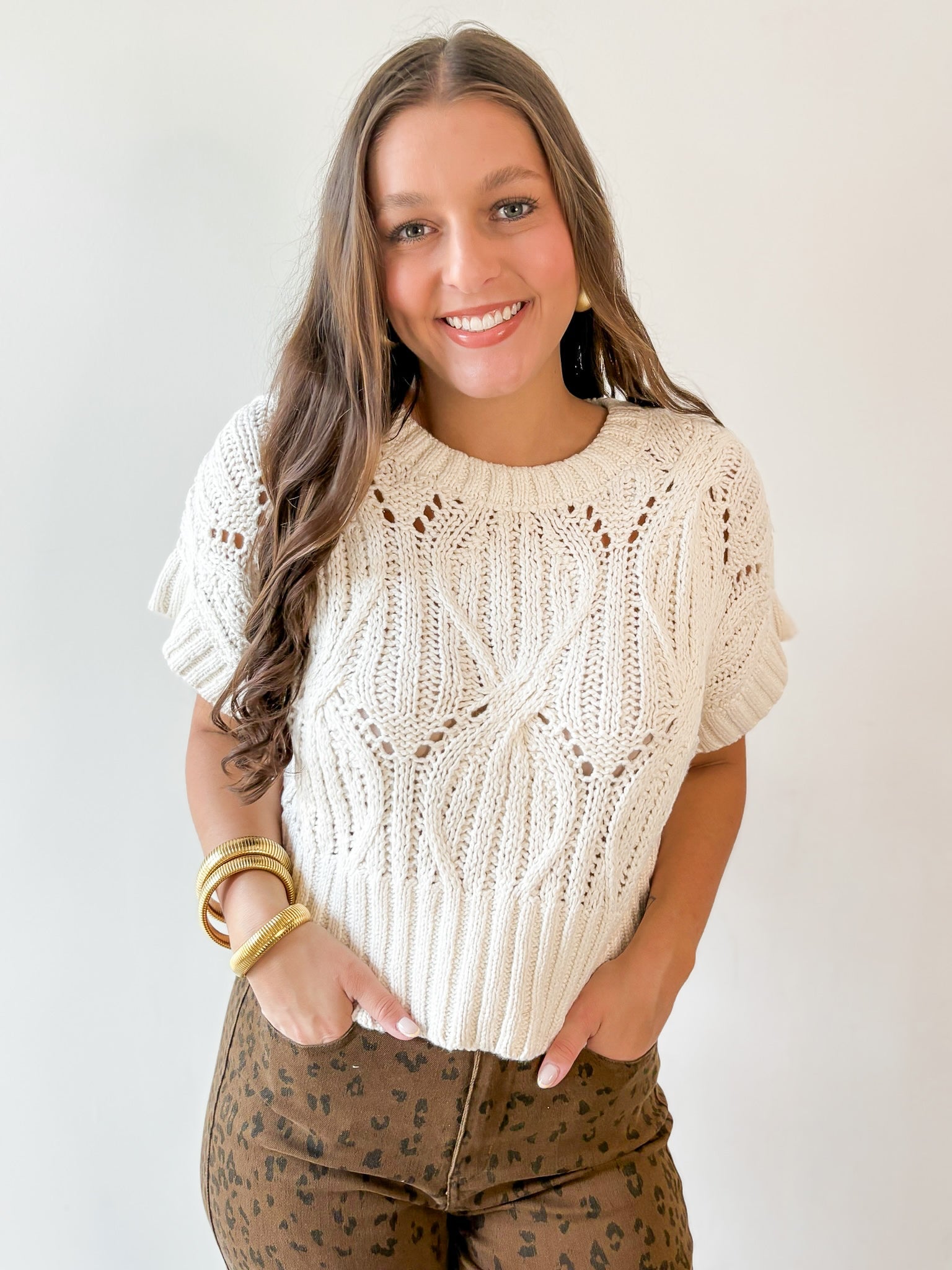Cali Crochet Sweater - Cream
