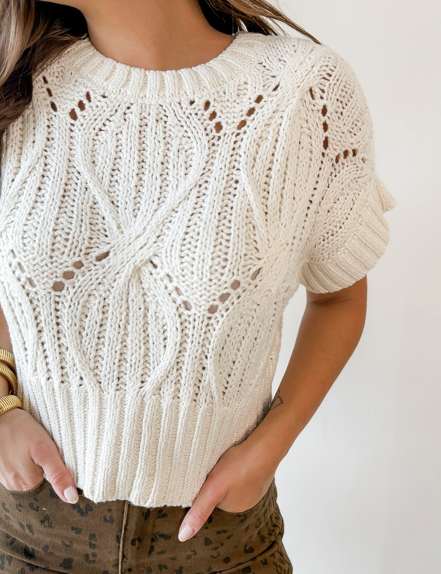 Cali Crochet Sweater - Cream