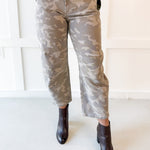 Camo Cropped Barrel Jean - Tan