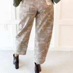 Camo Cropped Barrel Jean - Tan