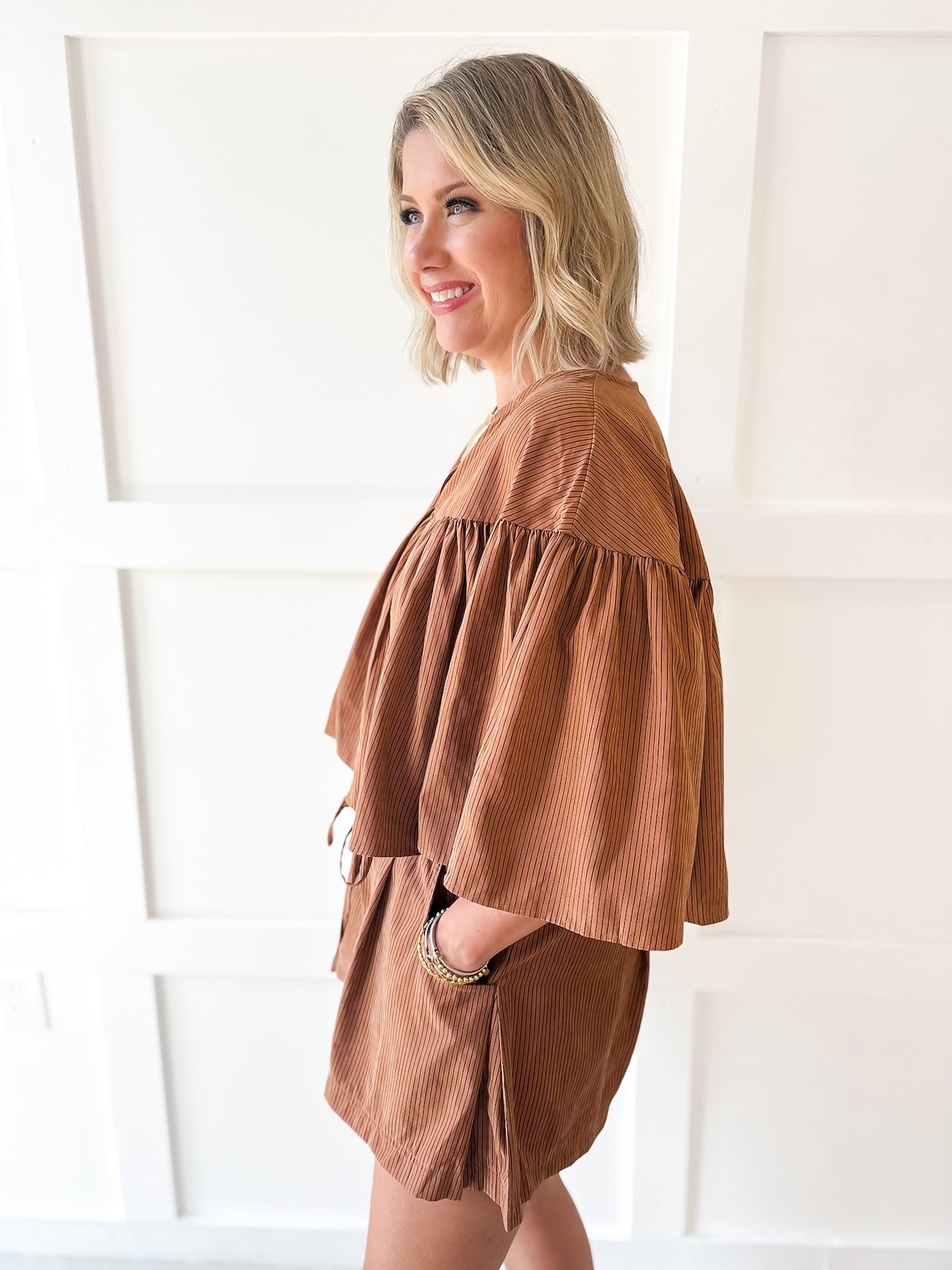 Cape Top & Short Set - Camel
