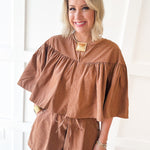 Cape Top & Short Set - Camel