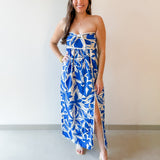Capri Blue Tie Front Maxi Dress