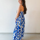 Capri Blue Tie Front Maxi Dress