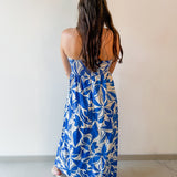 Capri Blue Tie Front Maxi Dress