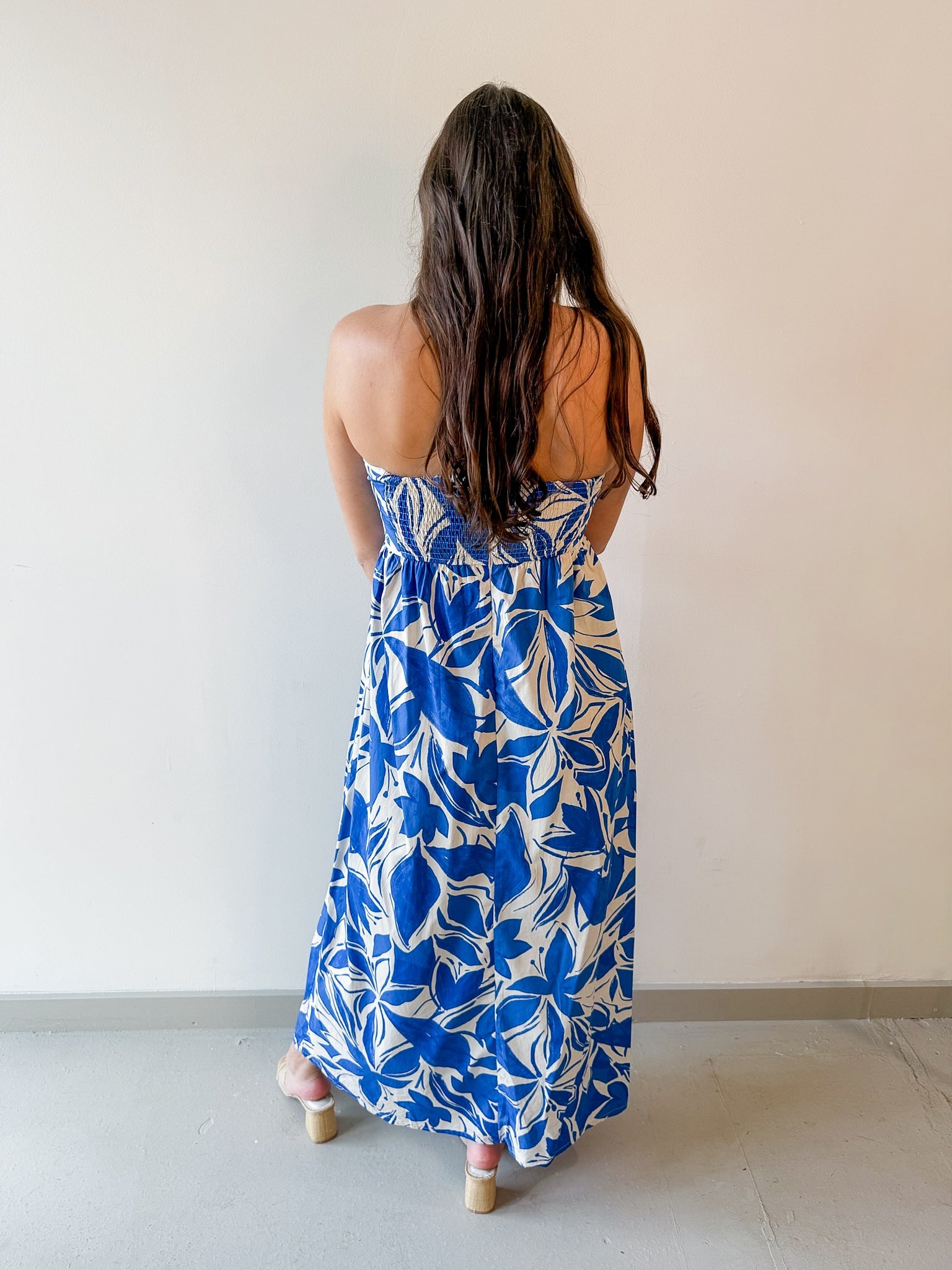 Capri Blue Tie Front Maxi Dress