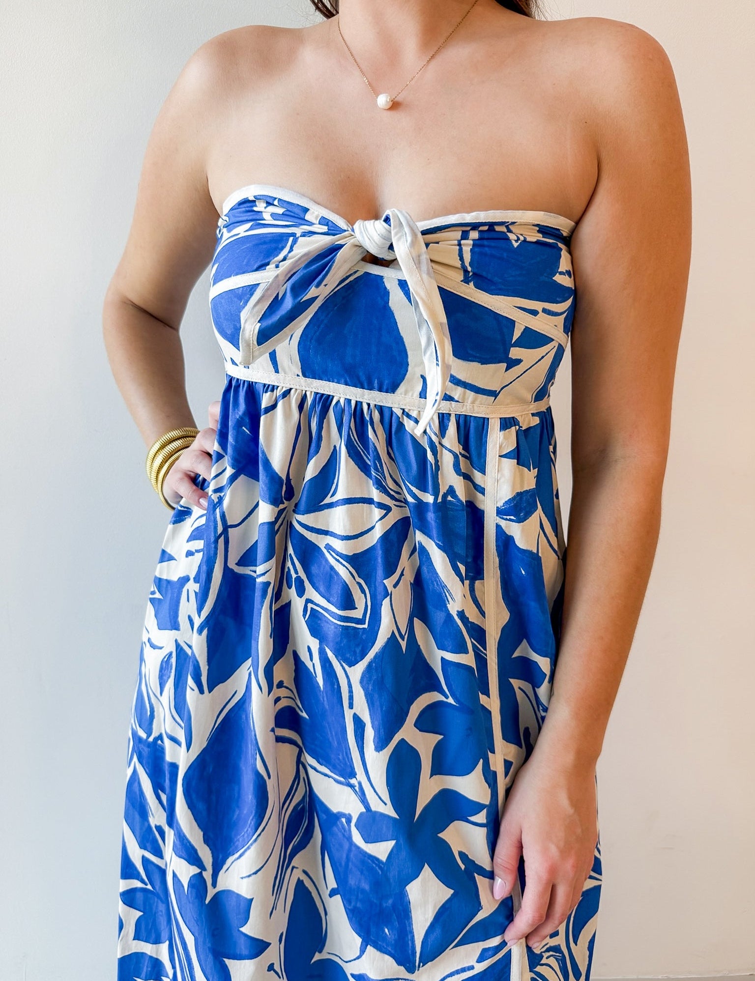 Capri Blue Tie Front Maxi Dress