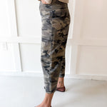 Cargo Print Barrel Jeans- Olive