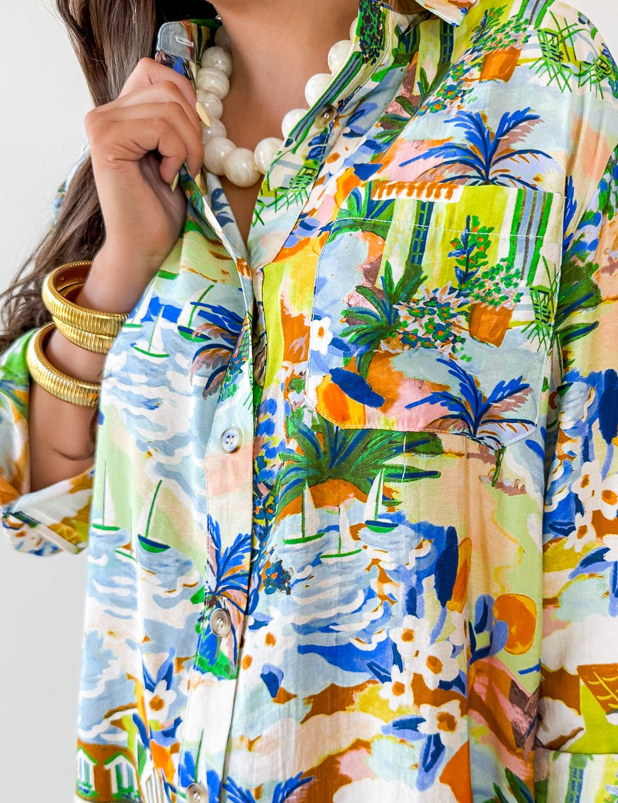 Caribbean Blues Collared Dress