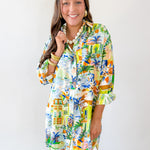 Caribbean Blues Collared Dress