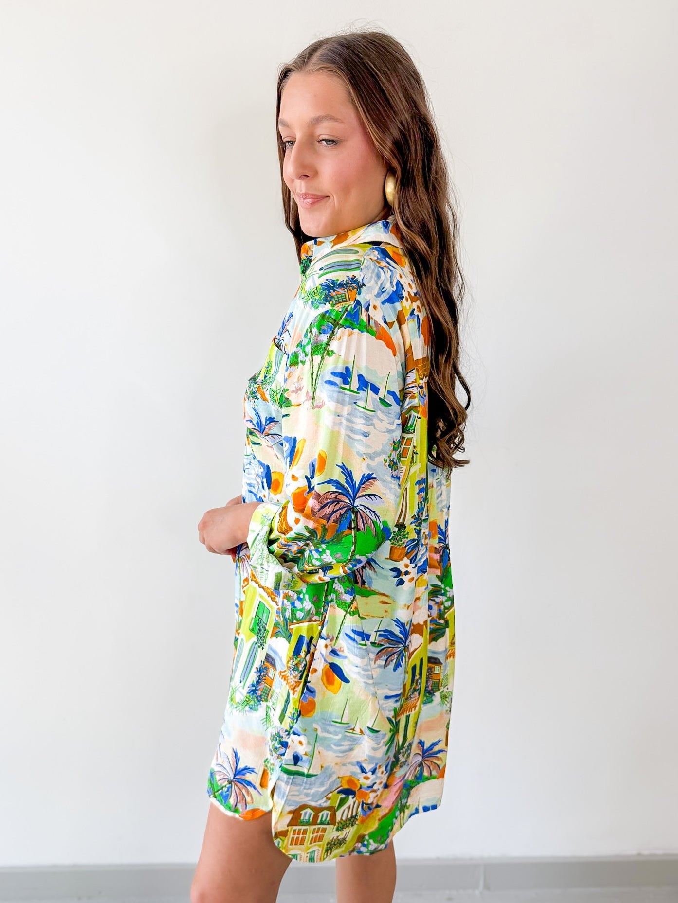 Caribbean Blues Collared Dress