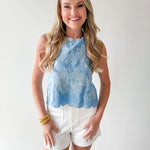Chambray Printed Top