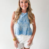 Chambray Printed Top
