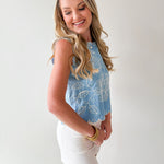 Chambray Printed Top